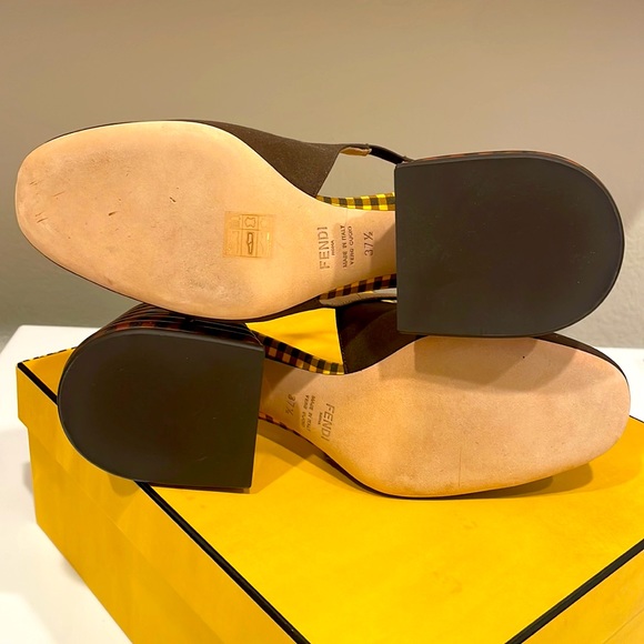 FENDI Promenade Slingback Gingham and Suede Pumps - Picture 9 of 13